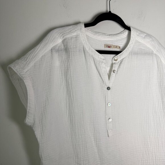 Faherty Dream Cotton Gauze Desmond Top White Size M Boho Coastal - Picture 6 of 10